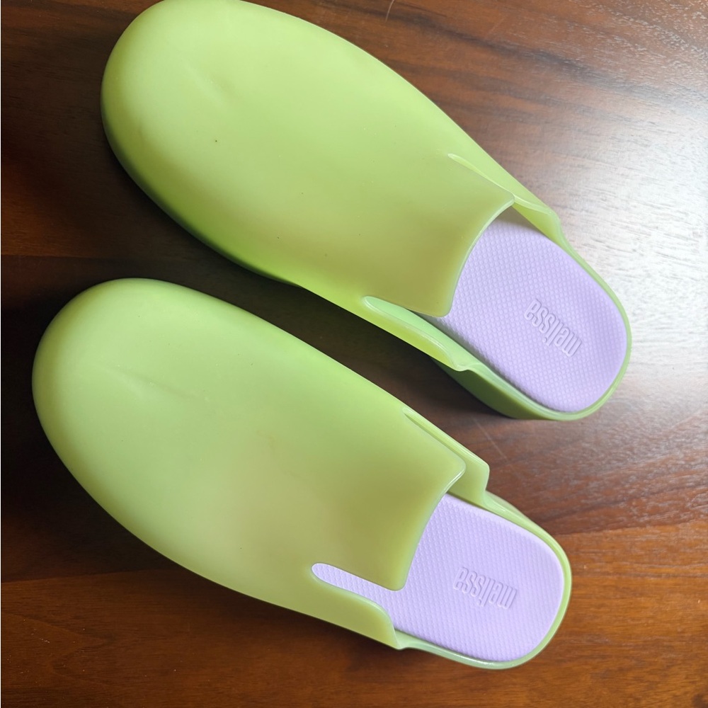 Melissa Women's Lime Green and Lavender Slip-On Mules